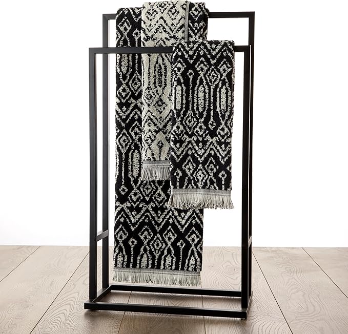 SKL Home Nador Jacquard Bath Towel, Black