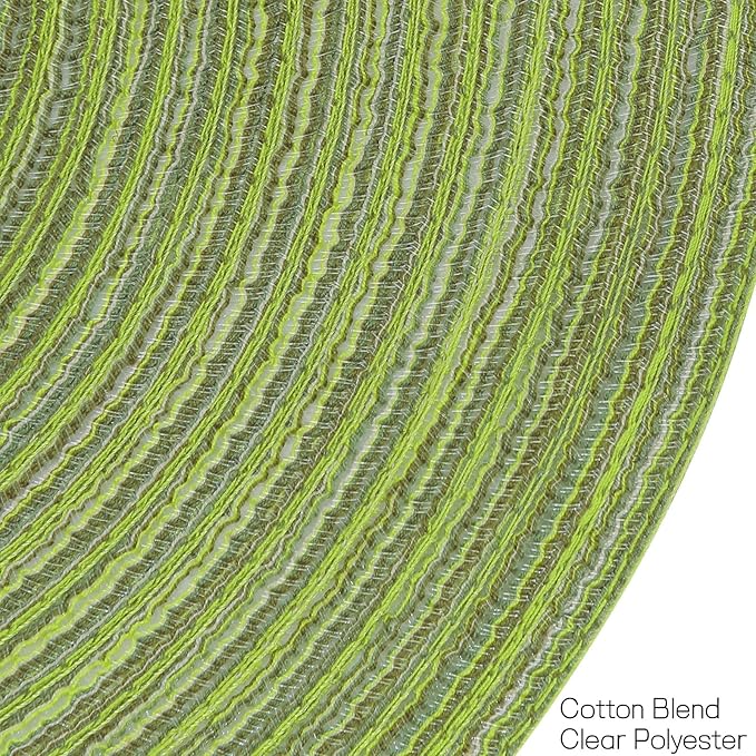 SHACOS Round Placemats Set of 8 Washable 15 inch Round Table Mats Braided Non Slip Fabric Place Mats for Dining Table Indoor (Pea Green, 8)