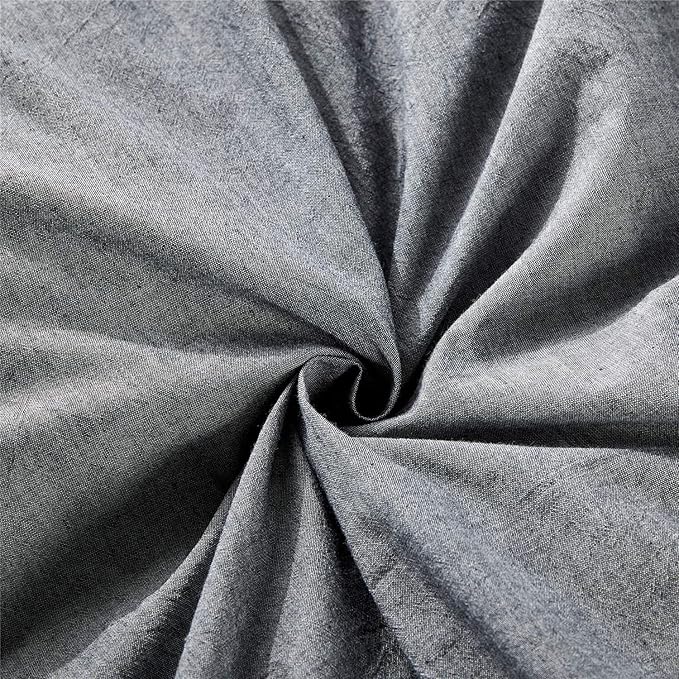 JELLYMONI Black 100% Washed Cotton Duvet Cover Set, 3 Pieces Luxury Soft Bedding Set with Zipper Closure. Solid Color Pattern Duvet Cover Queen Size(No Comforter)