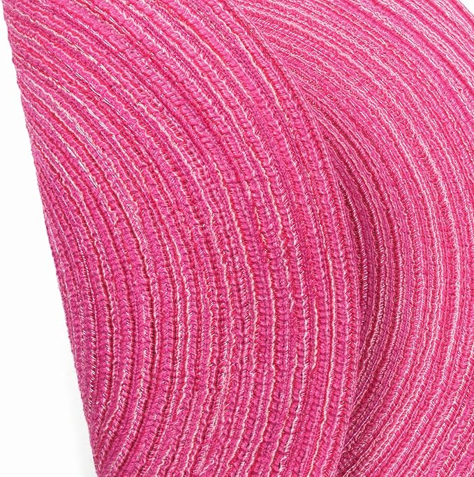 SHACOS Round Placemats Set of 4 Round Table Placemats Braided Cotton Place Mats 15 inch for Kitchen Dining Table Holiday Party (Hot Pink, 4)
