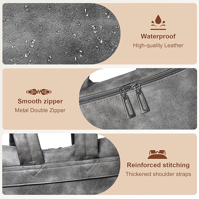 Shrrie Laptop Backpack for Women 15.6 inch,Travel Leather Backpack Purse Nurse Teacher Carry on Backpack Computer Bag,Professional Water-Resistant College Business Work Casual Daypack,Deep Gray