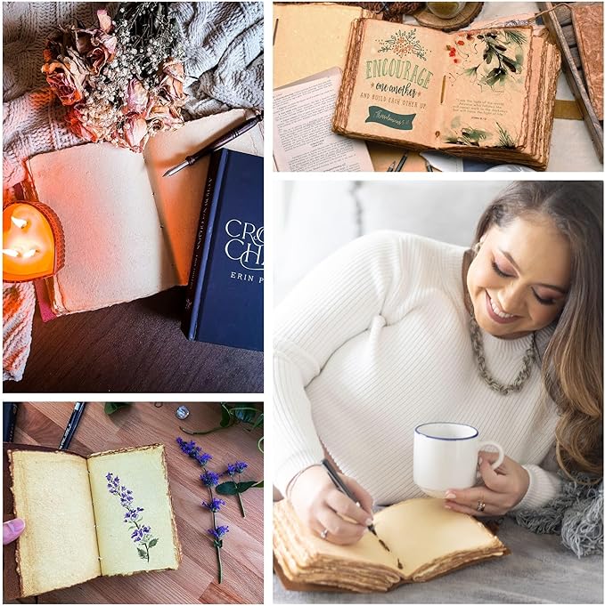 LEATHER VILLAGE Leather Bound Floral Embossed Journal for Women Men - 200 Pages, 8”X6”(A5), Sun Tan - Book of Shadows, Vintage Blank Paper Travel Diary, Notebook for Writing, Drawing, Sketchbook