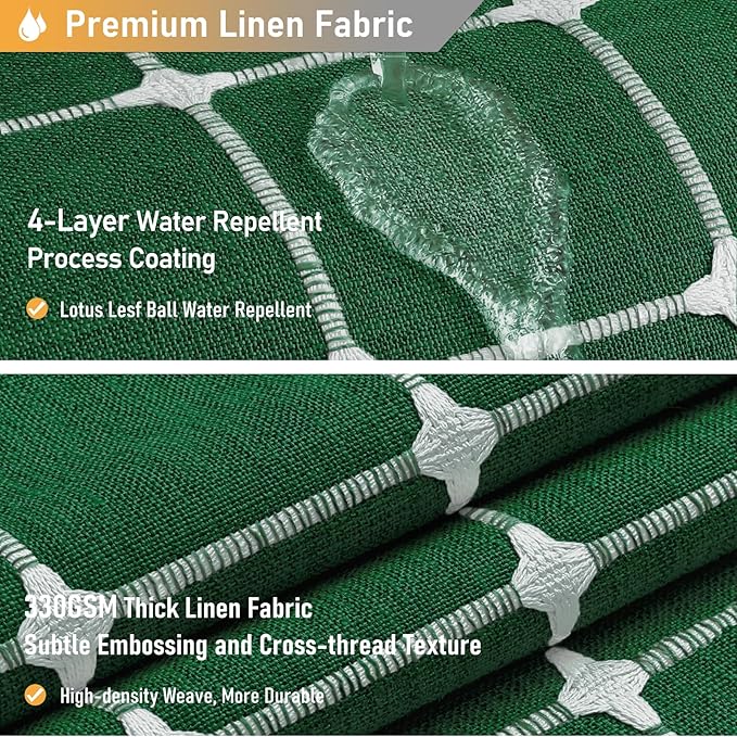 BTTN Boho Shower Stall Curtain - 36x72 Narrow Linen Ultra Thick Tassel Fabric Shower Curtain Set with 6 Plastic Hooks, Half Small Modern Farmhouse Country Shower Curtains for Bathroom, Emerald Green