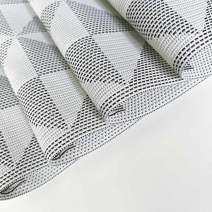 Placemat,Blending Color Durable Woven Vinyl Placemat Washable Heat-Resistant Anti-Skid Kitchen Dining Table Mats (Set of 4, White Black)