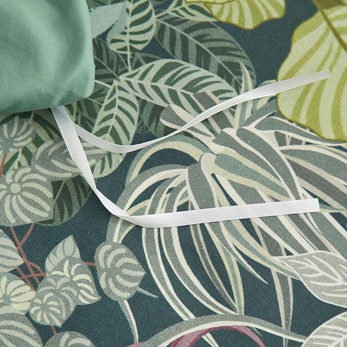 mixinni Tropical Multicolored Leaves Print Duvet Cover 2 Pillowcases Botanical King Size Floral Duvet Cover Set Soft Cotton Bedding Set for Her and Him-Easy Care, Soft and Durable-King Size