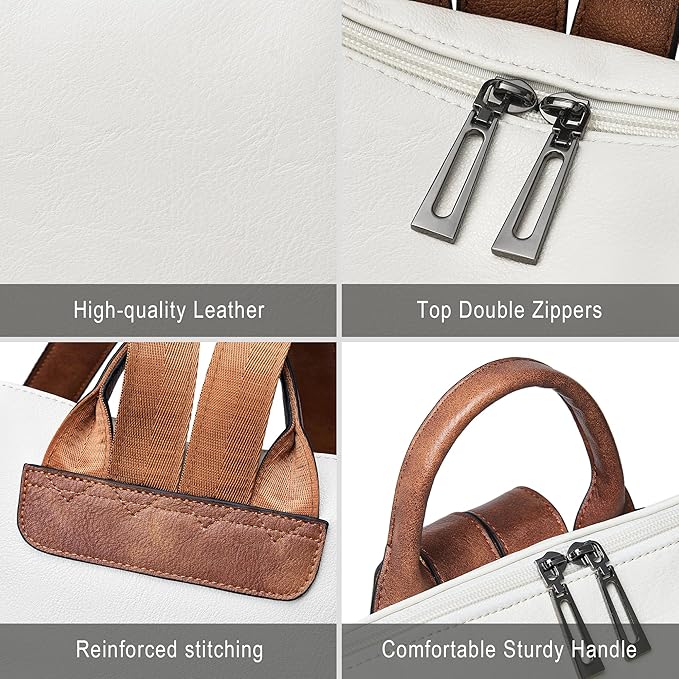 Shrrie Vegan Leather Laptop Backpack for Women 15.6 inch Work Backpack Fashion Travel Backpack Purse for Travel College Work