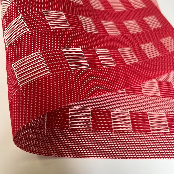 Placemat,Blending Color Durable Woven Vinyl Placemat Washable Heat-Resistant Anti-Skid Kitchen Dining Table Mats (Set of 8, Red)