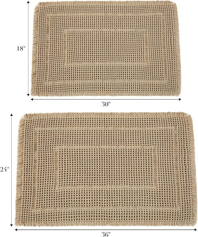 Bath Rugs Mat,Upgraded Waffle Bath mat,Super Absorbent Non Slip Bath Rugs,Machine Washable Rugs for Shower Room, Rubber Backed Bath Mats, Ultra Soft,Brown,18" x 30"