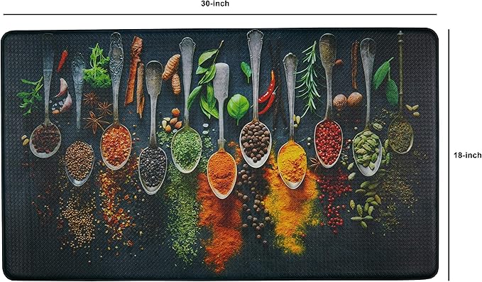 UpNUpCo Artistic Beautiful Anti Fatigue Kitchen Floor Mat - Unique Floor Mats - Pain Relief Padded Kitchen Mats - Floor Mats For In Front Of Sink - Memory Foam 30" X 17.5" X 10mm Cushion Spicy