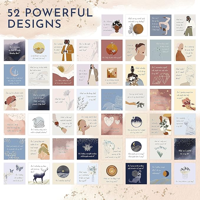 RYVE 52 Empowering Question Cards for Mindfulness, Meditation and Therapy - Self Care, Self Reflection & Positive Affirmation Cards for Women, Mindfulness, Self Love, Self Care Gifts for Women