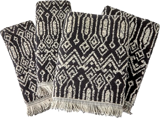 SKL Home Nador 2 Bath, 2 Hand Towel Set, Black