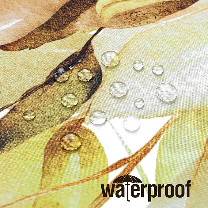 Gibelle Small Stall Shower Curtain 36 x 72, Narrow Yellow Floral Shower Curtain for Bathroom, Watercolor Plant Eucalyptus Leaves Fabric Shower Curtain Set with Hooks