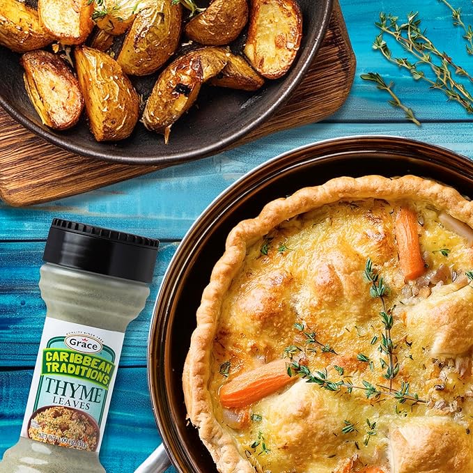 Grace Caribbean Traditions Thyme Leaves - 2 Pack - Thyme Fresh Tomillo Seco Seasoning - Dried Thyme Seasoning Herb Spices for Cooking