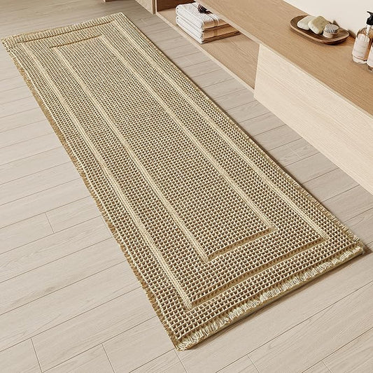 Bathroom Runner Rug Super Absorbent Non Slip Long Bath Mat Machine Washable Boho Bathroom Rugs Quick Dry Rug Runners for Hallway Bedroom Laundry Room,Brown, 2'x 6'(24" x 72")