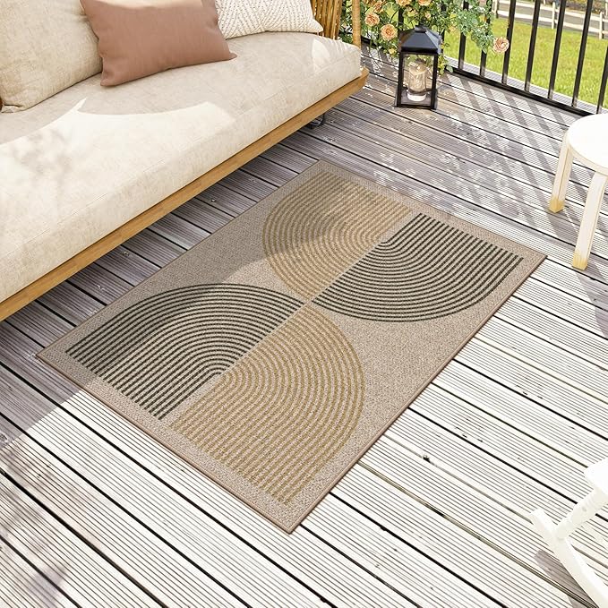 Lahome Rainbow Front Door Mat, 32"x48" Washable Non Slip Entry Way Rugs Indoor, Farmhouse Neutral Non Slip Non Shedding Lightweight Floor Carpet for Kitchen Bedroom Porch