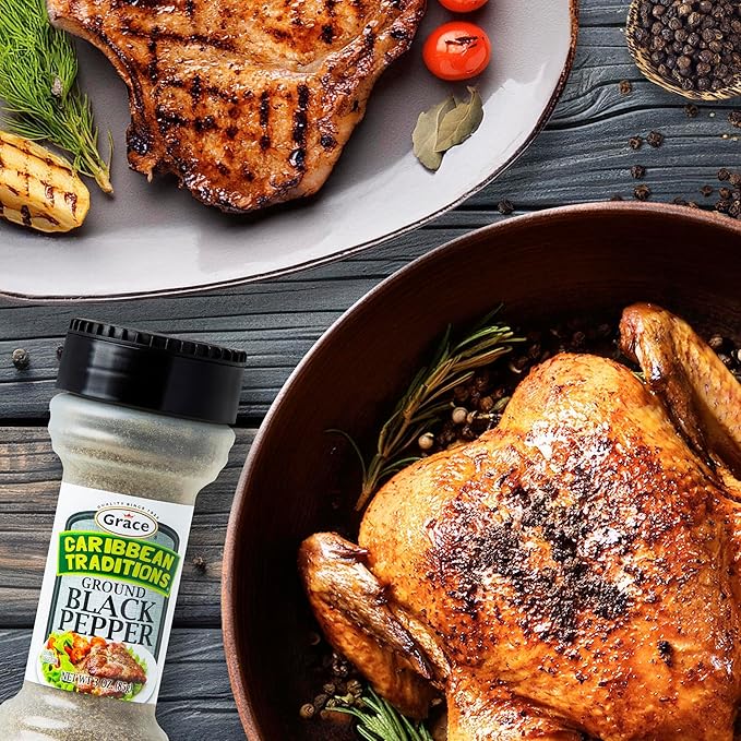 Grace Caribbean Traditions Black Pepper - 2 Pack - Ground Black Pepper - Jamaican Cooking Pepper