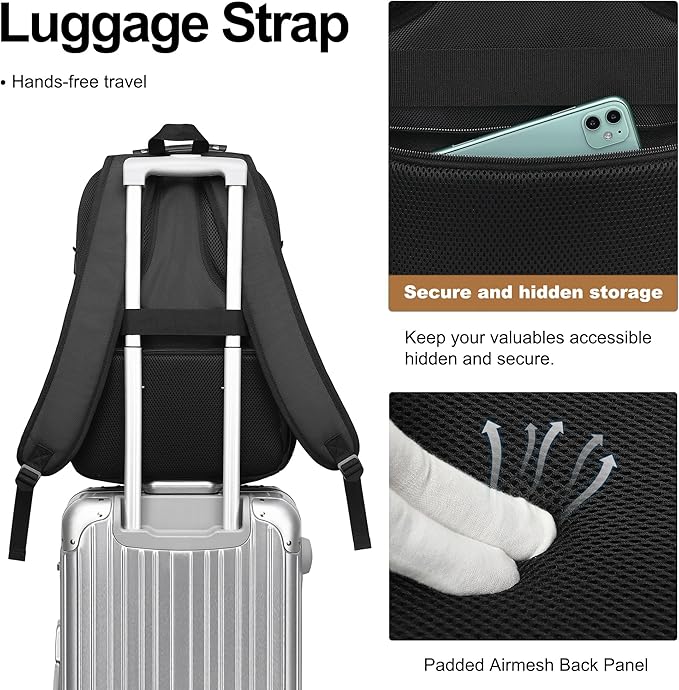 Boavan Laptop Backpack for men, 17.3 inch Laptop Bag with USB Port, Waterproof Travel Work Backpack Purse, Anti-Theft Teacher Nurse Doctor Casual Bookbags Office Business backpack，Black&Deep Juniper