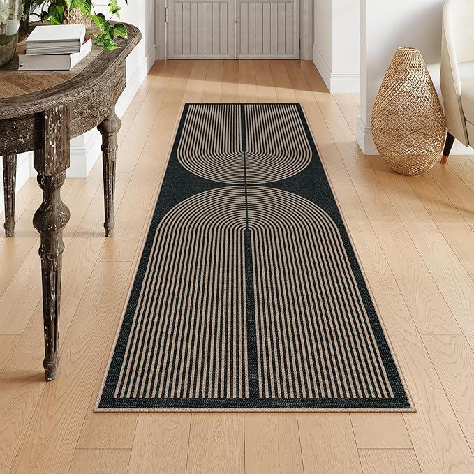 Lahome Modern Rainbow Hallway Runner Rug, 2x6 Washable Easy Jute Rugs for Entryway Kitchen Farmhouse Indoor Outdoor Carpet, Non Slip Runner for Porch Bedroom Laundry Front Door