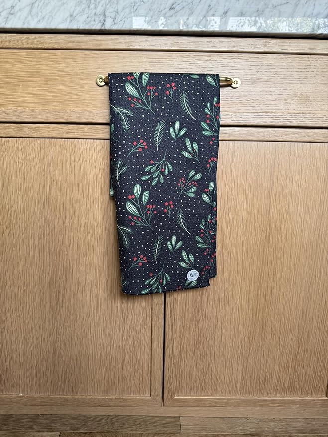 || 3 Pack|| Double Sided Dish Towels || Waffle Weave Microfiber || Tea Towels || Highly Absorbent || Hanging Loop || Dish Cloths || Modern || Designer Prints (Christmas Black)