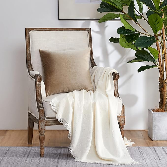 GIGIZAZA Decorative Throw Pillow Covers 18 x 18, Taupe Beige Khaki Soft Pillow Covers Velvet,Set of 4 Decor Square Cushion Covers