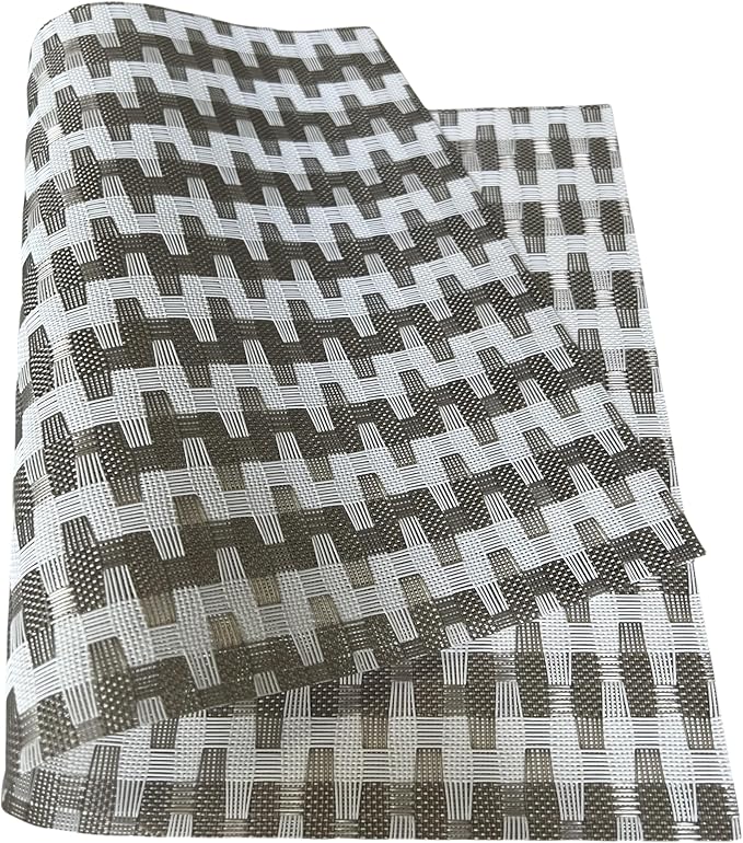 Placemat,Blending Color Durable Woven Vinyl Placemat Washable Heat-Resistant Anti-Skid Kitchen Dining Table Mats (Set of 6, Silver White)