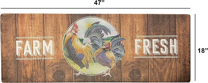 UpNUpCo Artistic Beautiful Anti Fatigue Kitchen Floor Mat - Unique Floor Mats - Pain Relief Padded Kitchen Mats - Floor Mats in Front of Sink - Memory Foam 47" X 17.5" X 10mm Rooster