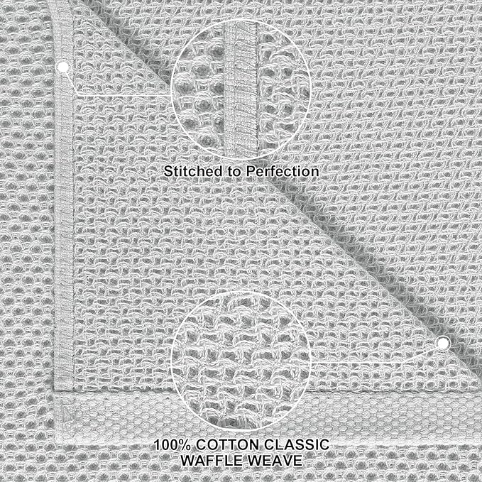 Homaxy 100% Cotton Kitchen Towels and Dishcloths Set, 12 x 12 Inches and 13 x 28 Inches, Set of 8 Bulk Kitchen Towels Set, Ultra Soft Absorbent Dish Cloths for Washing Dishes, Light Gray