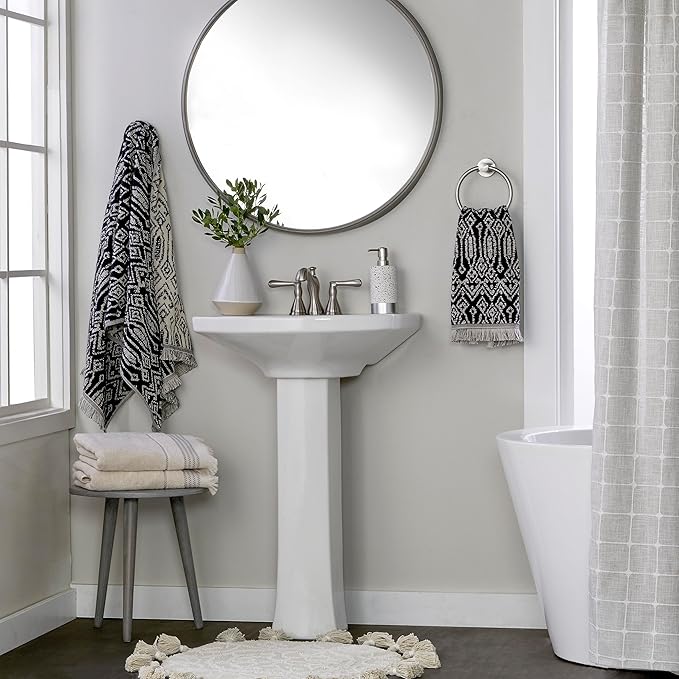 SKL Home Nador Jacquard Bath Towel, Black