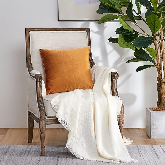 GIGIZAZA Decorative Throw Pillow Covers 16 x 16, Cinnamon Orange Soft Pillow Covers Velvet,Set of 4 Decor Square Cushion Covers