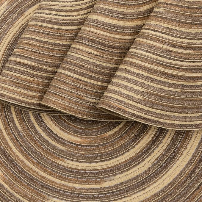 SHACOS Round Braided Placemats 15 inch Set of 4 Variegated Washable Kitchen Table Place Mats Table Mats for Home Wedding Party (Rainbow Brown, 4)