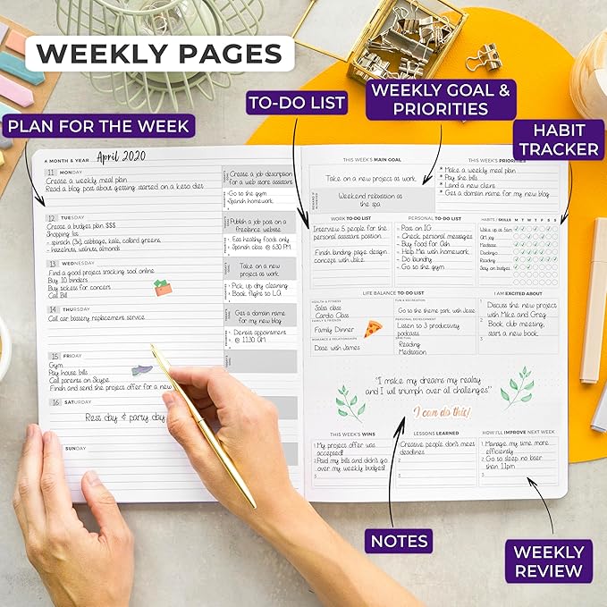 Clever Fox Planner PRO Light – Weekly & Monthly Life Planner to Increase Productivity, Time Management and Hit Your Goals, 8.5x11″ (Purple)