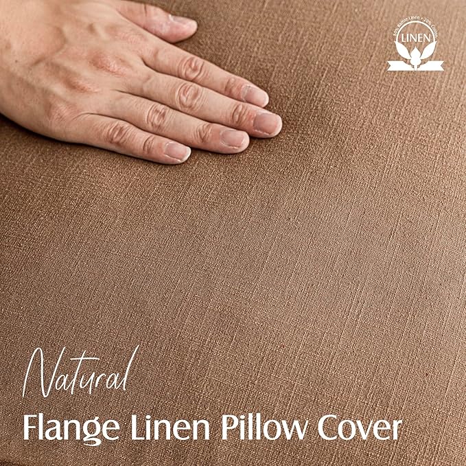 Foindtower Pack of 2, Decorative Linen Soild Throw Pillow Covers Soft Accent Cushion Case Boho Farmhouse Pillowcase for Chair Couch Sofa Bedroom Living Room Home Decor 26 x 26 Inch Light Khaki Brown