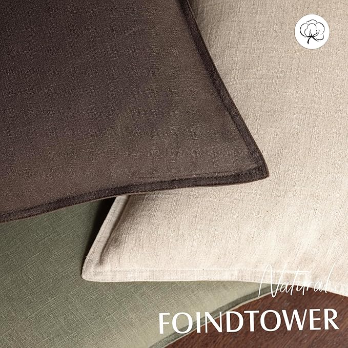 Foindtower Pack of 2, Decorative Linen Soild Throw Pillow Covers Soft Accent Cushion Case Boho Farmhouse Neutral Pillowcase for Couch Sofa Bedroom Living Room Home Decor 26 x 26 Inch Reddish Brown
