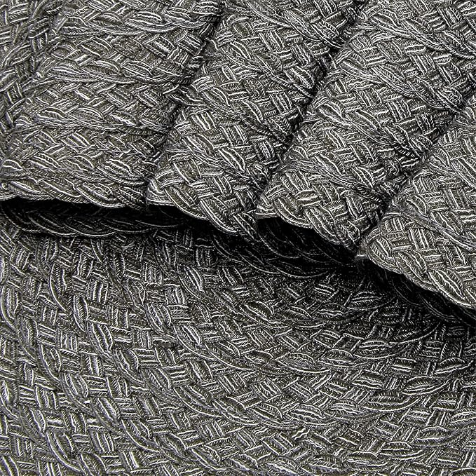 SHACOS Round Braided Placemats Set of 6 Thick Woven Placemats Washable 15 inch Circle Place Mats Non Slip Table Mats for Dining Table, Gray White