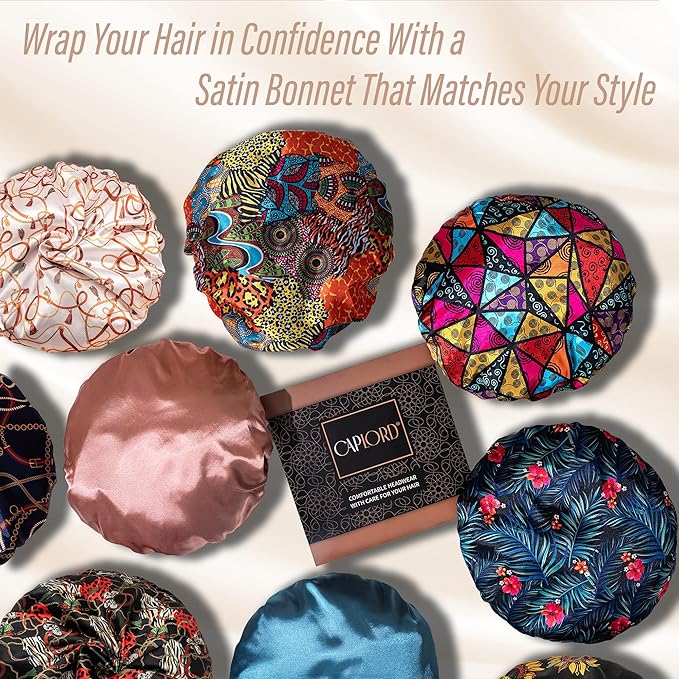 Satin Bonnet Adjustable Sleeping Silk Bonnet Black Women Men Double Layer Satin Silk Sleep Cap Hair Wrap Large Curly Hair