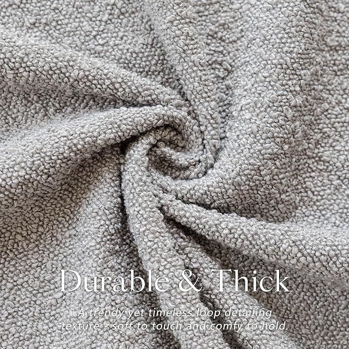 Foindtower Set of 2, Decorative Textured Boucle Throw Pillow Covers Accent Solid Pillow Cases Soft Cozy Couch Cushion Case for Chair Sofa Bedroom Living Room Home Decor 26 x 26 Inch Neutral Grey