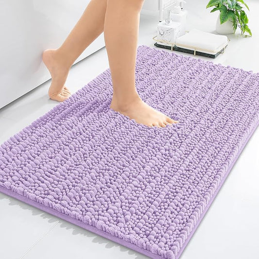 Arotive Luxury Chenille Bathroom Rug Mat, Extra Soft Thick Absorbent Shaggy Bath Rugs, Non-Slip Machine Wash Dry, Plush Bath Mats for Bathroom, Shower and Tub, 30x20, Light Purple