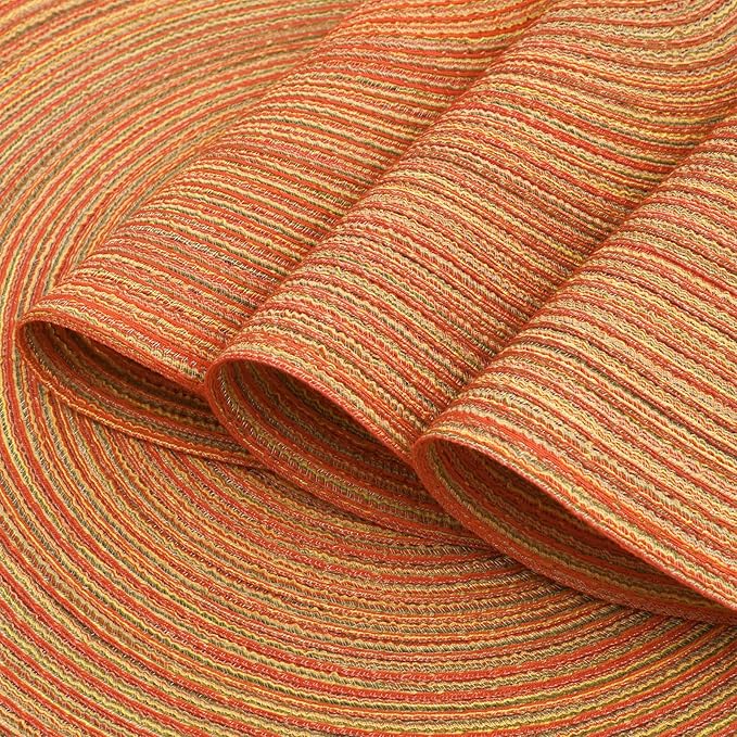 SHACOS Round Braided Placemats Set of 6 Fall Place Mats Washable Polyester 15 inch Round Table Mats for Dining Table Wedding Party Decor (Fall Color Mix, 6)