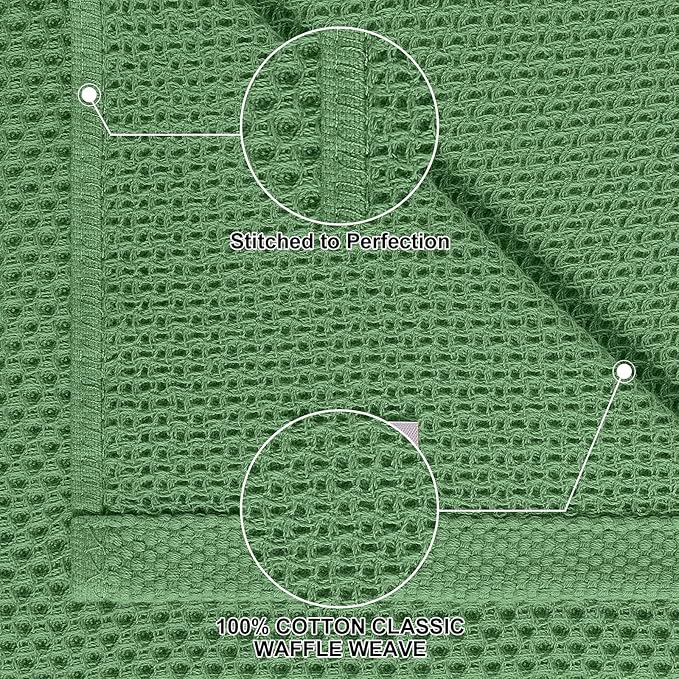 Homaxy 100% Cotton Kitchen Towels and Dishcloths Set, 12 x 12 Inches and 13 x 28 Inches, Set of 10 Bulk Kitchen Towels Set, Ultra Soft Absorbent Dish Cloths for Washing Dishes, Grass Green