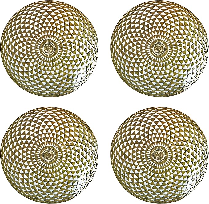 Vinyl Round Placemats Set of 4 - Non Slip Place Mats Ideal for Indoor and Outdoor Dining Table - Washable and Heat Resistant Table Mat for Kitchen Tables (Hunter Gold)