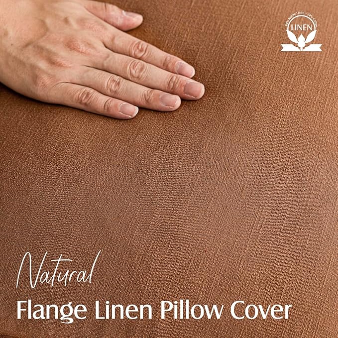 Foindtower Pack of 2, Decorative Linen Soild Throw Pillow Covers Soft Accent Cushion Case Boho Farmhouse Pillowcase for Chair Couch Sofa Bedroom Living Room Home Decor 18 x 18 Inch Orange Brown