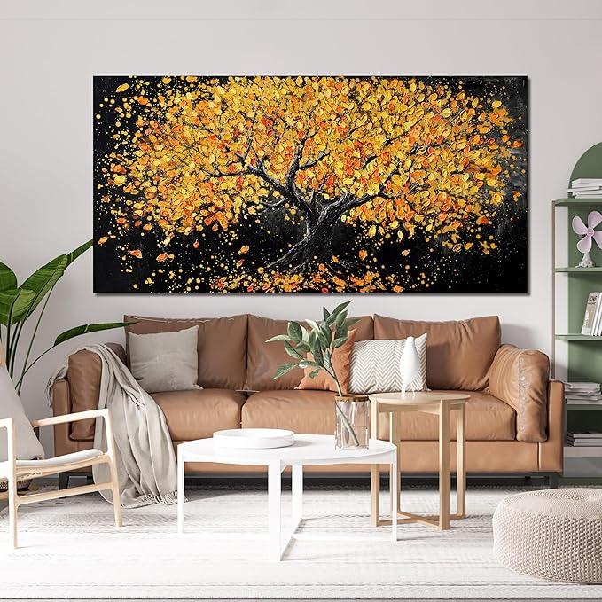 Canvas Wall Art Decor Wall Art Pictures for Living Room Artwork for Walls Black and Gold Wall Art Decor Tree of Life Wall Art Modern Wall Art Prints Art Work for Home Office Kitchen Wall Decor 24"X48"
