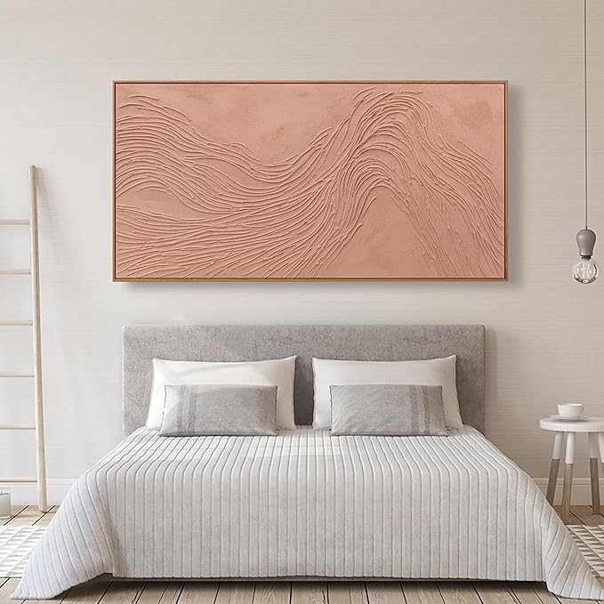 Abstract Wall Art For Living Room Decor Canvas Artwork Hand Painted Reddish Brown Variational Texture Minimalist Modern Art Wall Decor Painting With Framed For Bedroom Dining Room Home Office Modern Abstract Artwork Home Decoration 29"x58"