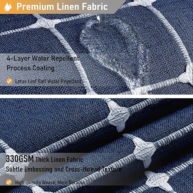 BTTN Stall Fabric Shower Curtain - 54x78 Inch Boho Linen Heavy Duty Tassel Shower Curtain Set with 10 Hooks, Narrow Rustic Modern Farmhouse Neutral Cloth Thick Shower Curtains for Bathroom - Navy Blue