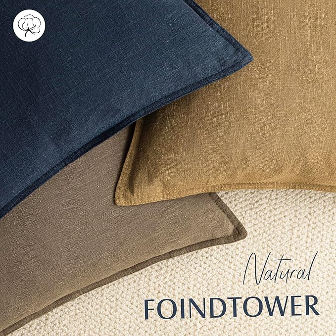 Foindtower Pack of 2, Decorative Linen Soild Throw Pillow Covers Soft Accent Cushion Case Boho Farmhouse Pillowcase for Chair Couch Sofa Bedroom Living Room Home Decor 16 x 16 Inch Honey Mustard