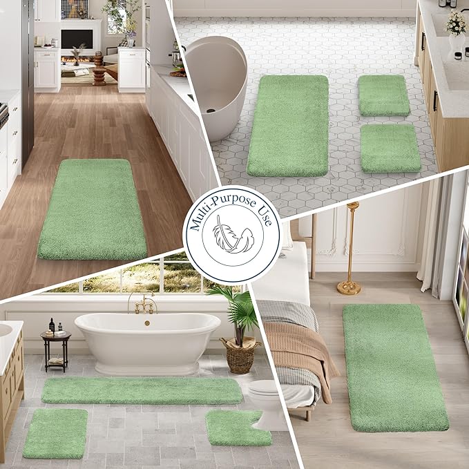 Walensee Large Bathroom Rug (24 x 40, Sage Green) Extra Soft and Absorbent Shaggy Bath Mat Machine Washable Microfiber Non Slip Luxury Floor Mat