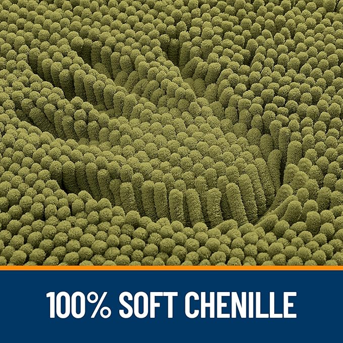 OLANLY Bathroom Rugs 44x24, Extra Soft Absorbent Chenille Bath Rugs, Rubber Backing Quick Dry, Machine Washable Bath Mats for Bathroom Floor, Tub and Shower, Home Decor Accessories, Willow Green
