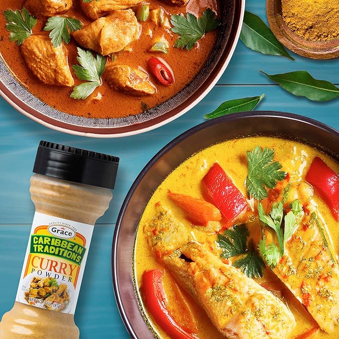 Grace Caribbean Traditions Curry Powder - 2 Pack of Jamaican Curry Powder Seasoning for a Perfect Blend of Curry Spice Heat and Jamaican Seasoning