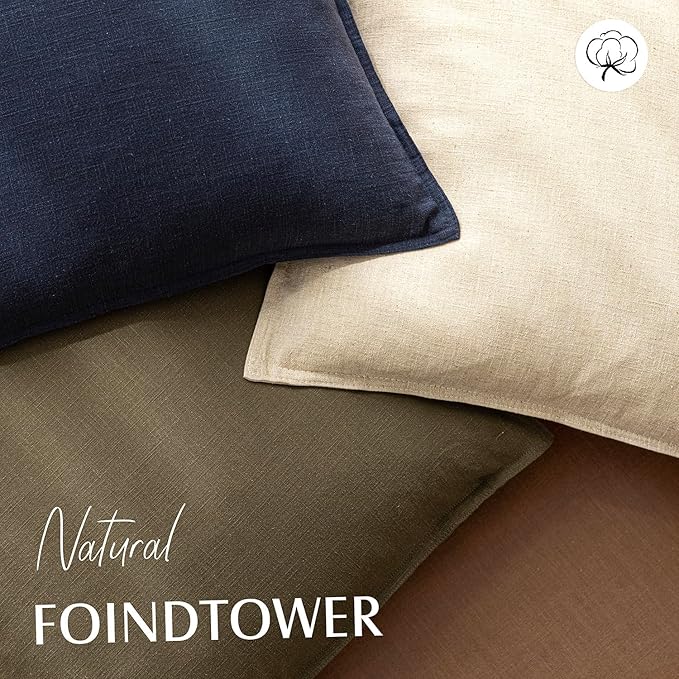 Foindtower Pack of 2, Decorative Linen Soild Throw Pillow Covers Soft Accent Cushion Case Boho Farmhouse Pillowcase for Chair Couch Sofa Bedroom Living Room Home Decor 20 x 20 Inch Light Khaki Brown