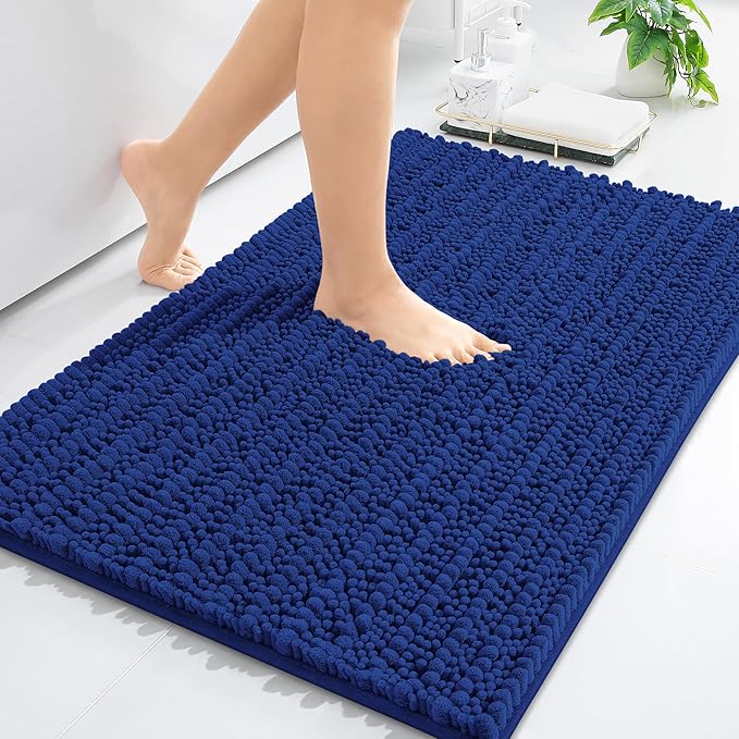 Arotive Luxury Chenille Bathroom Rug Mat, Extra Soft Thick Absorbent Shaggy Bath Rugs, Non-Slip Machine Wash Dry, Plush Bath Mats for Bathroom, Shower and Tub, 30x17, Royal Blue